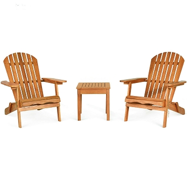 3 PCS Adirondack Chair Set with Widened Armrest